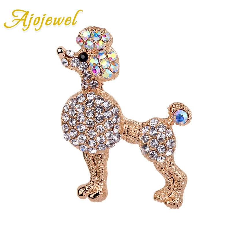 Rhinestone Poodle Dog Women's Brooch Pin Animal Jewelry