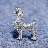 Rhinestone Poodle Dog Women's Brooch Pin Animal Jewelry