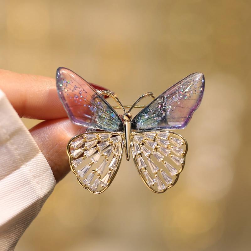 High-end Butterfly Brooch Female Transparent Wings Pin