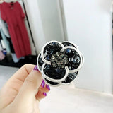 Fabric Camellia Brooch Rhinestone Flower Pearl Bow Pin