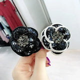 Fabric Camellia Brooch Rhinestone Flower Pearl Bow Pin