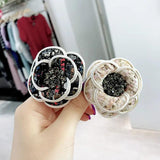 Fabric Camellia Brooch Rhinestone Flower Pearl Bow Pin