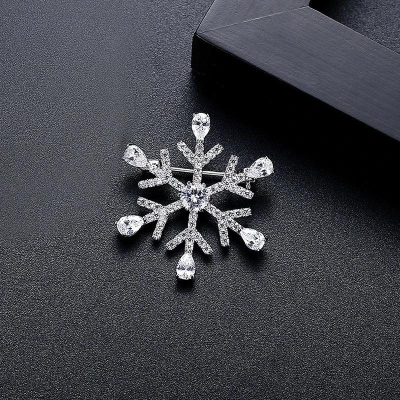 Rainbow Snowflake CZ Crystal Brooch Pin Wedding Bridal Accessories Gift