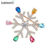 Rainbow Snowflake CZ Crystal Brooch Pin Wedding Bridal Accessories Gift