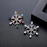 Rainbow Snowflake CZ Crystal Brooch Pin Wedding Bridal Accessories Gift