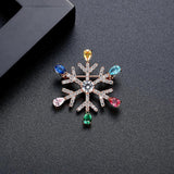 Rainbow Snowflake CZ Crystal Brooch Pin Wedding Bridal Accessories Gift