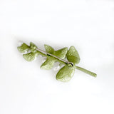 Green Eucalyptus Leaves Pearl Brooch Pin