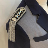 2pcs Star Epaulette Tassel Shoulder Brooch Epaulet Spikes