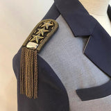 2pcs Star Epaulette Tassel Shoulder Brooch Epaulet Spikes