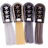 2pcs Star Epaulette Tassel Shoulder Brooch Epaulet Spikes