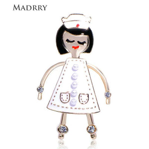 Lovely Nurse Cap Girl Shape Brooch Enamel Crystal Jewelry