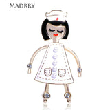 Lovely Nurse Cap Girl Shape Brooch Enamel Crystal Jewelry