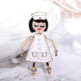 Lovely Nurse Cap Girl Shape Brooch Enamel Crystal Jewelry