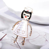 Lovely Nurse Cap Girl Shape Brooch Enamel Crystal Jewelry