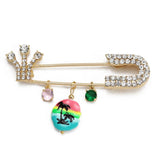 Crown Brooch Mushroom Shell Pendant Bohemian Jewelry Zircon Pins