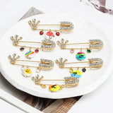 Crown Brooch Mushroom Shell Pendant Bohemian Jewelry Zircon Pins