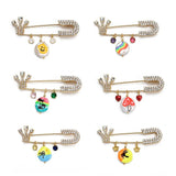 Crown Brooch Mushroom Shell Pendant Bohemian Jewelry Zircon Pins