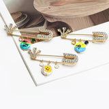 Crown Brooch Mushroom Shell Pendant Bohemian Jewelry Zircon Pins