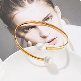 Stainless Steel Pearl Bangle Cuff for Women