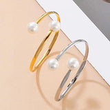 Stainless Steel Pearl Bangle Cuff for Women
