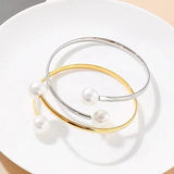 Stainless Steel Pearl Bangle Cuff for Women