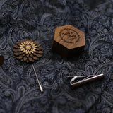 Vintage Wooden Shape Suits Brooch Pin Men's Jewelry