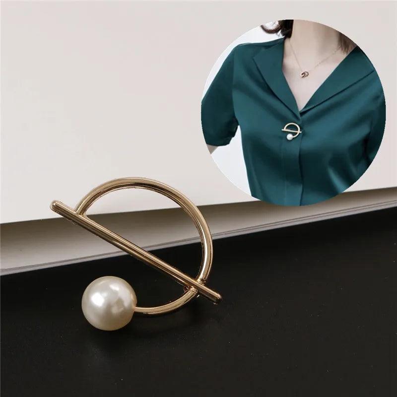 Women's Chiffon Shirt Brooch G Letter Pearl Corsage Decorative Pin