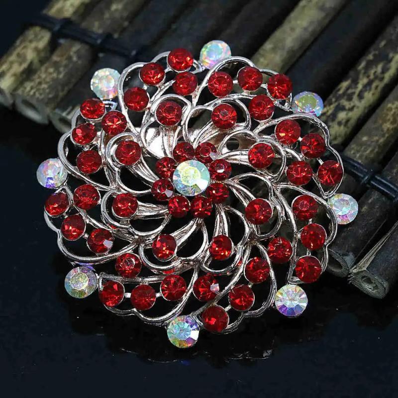 Multicolor Rose Gold Flower Dress Scarf Brooch Pin Jewelry