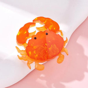Orange Crab Brooch Acrylic Animal Lapel Pins Backpack Jewelry Women's Gift