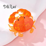 Orange Crab Brooch Acrylic Animal Lapel Pins Backpack Jewelry Women's Gift