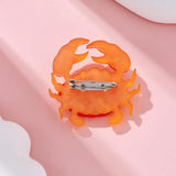 Orange Crab Brooch Acrylic Animal Lapel Pins Backpack Jewelry Women's Gift