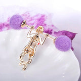 Weightlifting Girl Shape Brooches Enamel Wool Felt Ball Jewelry