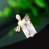 Zircon Bow Collar Pin Cufflink Set