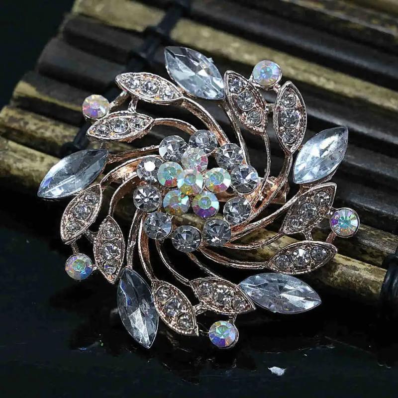 7 Colors Rhinestone Rose Gold Brooch Crystal Jewelry