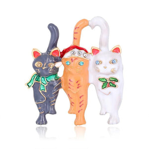 Three Cats Pin Enamel Brooches for Women Jewelry Anime Badges