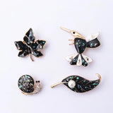 Ancient Style Enamel Glaze Snail Maple Leaf Birds Brooch Corsage