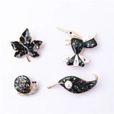Ancient Style Enamel Glaze Snail Maple Leaf Birds Brooch Corsage