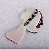 Red Hat Girl Shape Brooches Acrylic Jewelry Women Corsage Scarf Suit Pins