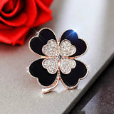 Four-Leaf Clover Corsage Metal Brooch Rhinestone Jewelry Pin