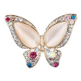 Colorful Rhinestone Opal Butterfly Brooch Women Suit Crystal Jewelry Insect Pins