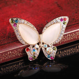 Colorful Rhinestone Opal Butterfly Brooch Women Suit Crystal Jewelry Insect Pins