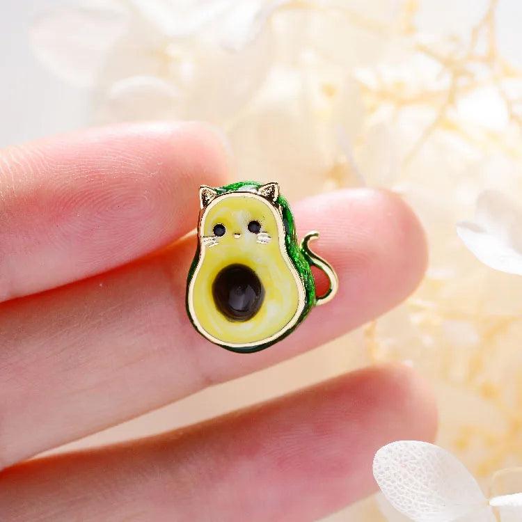 Avocado Cat Cartoon Brooch Little Collar Hijab Pin