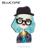 Acrylic Lady Shape Brooch Women Jewelry Silver
