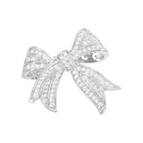 Silver-plated Brass Bow Brooches with Cubic Zirconia