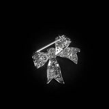 Silver-plated Brass Bow Brooches with Cubic Zirconia