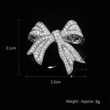 Silver-plated Brass Bow Brooches with Cubic Zirconia