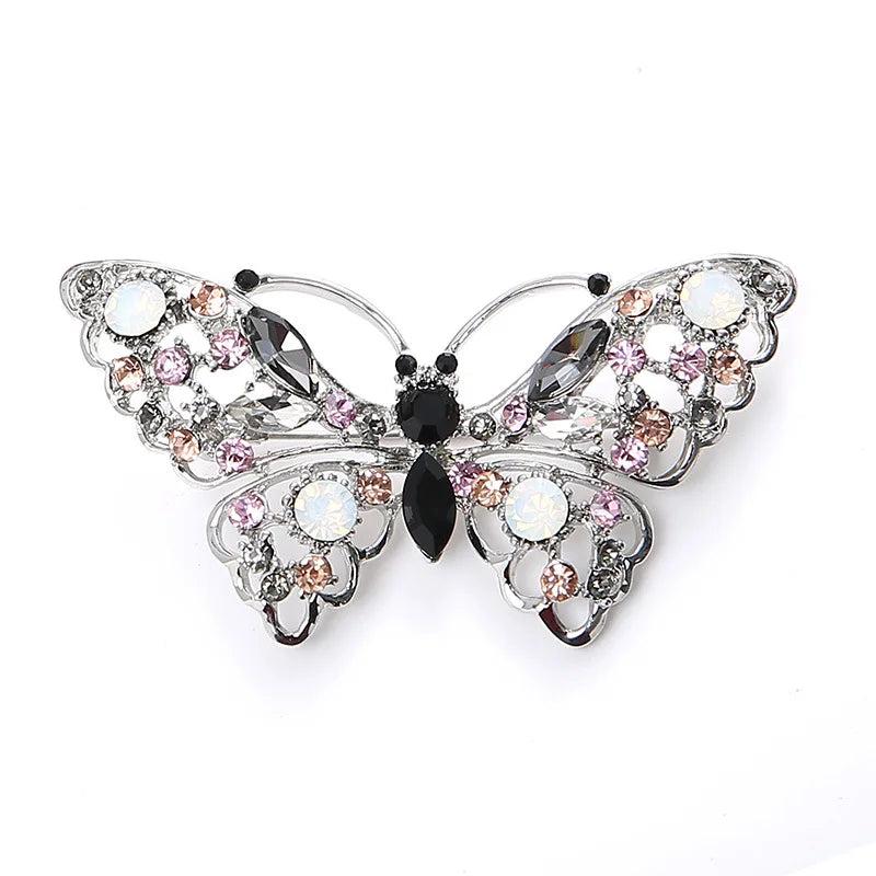 Hollow Butterfly Rhinestone Brooches Enamel Pins Women Suit Scarf Buckle