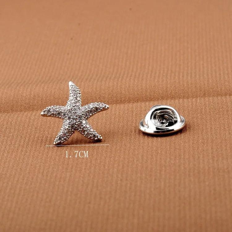 Mini Starfish Brooch Women Suit Jewelry Anti-Exposure Buckle Animal Collar Pins