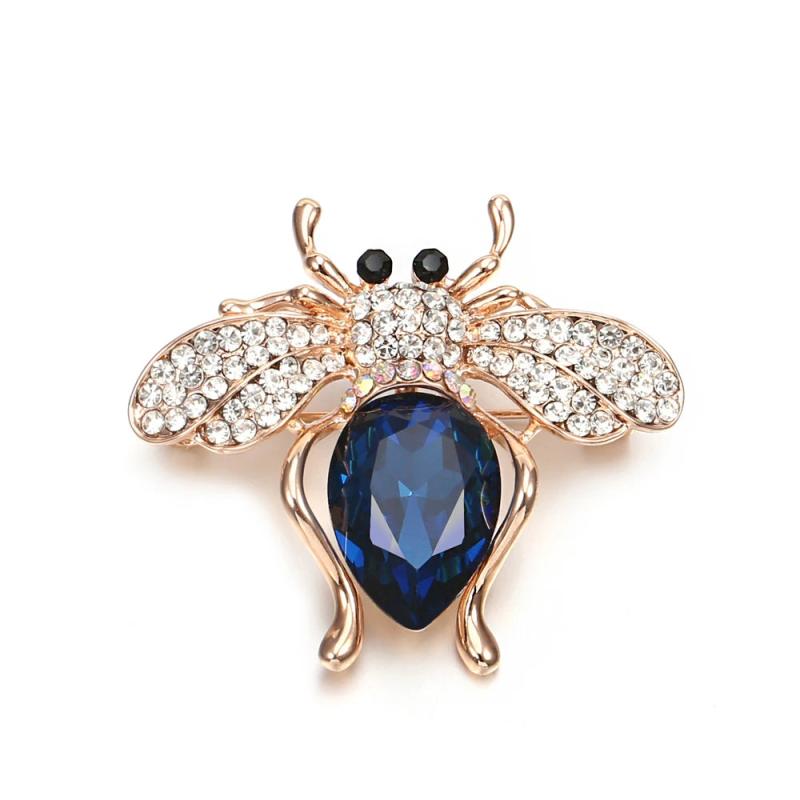 Enamel Bee Brooch for Women Red Yellow Green Stone Pin