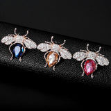 Enamel Bee Brooch for Women Red Yellow Green Stone Pin